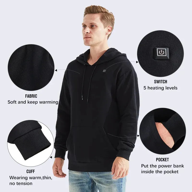 Unisex-Kapuzenpullover mit USB-Heizung