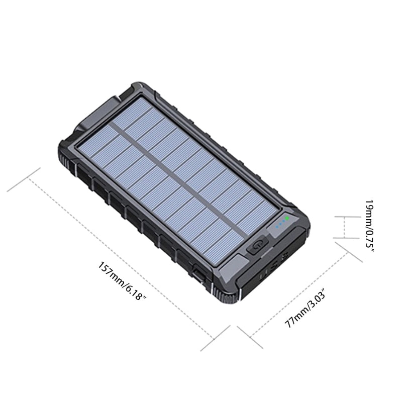 Solar-Schnelllade-Powerbank, tragbar, 20.000 mAh, wasserdicht 