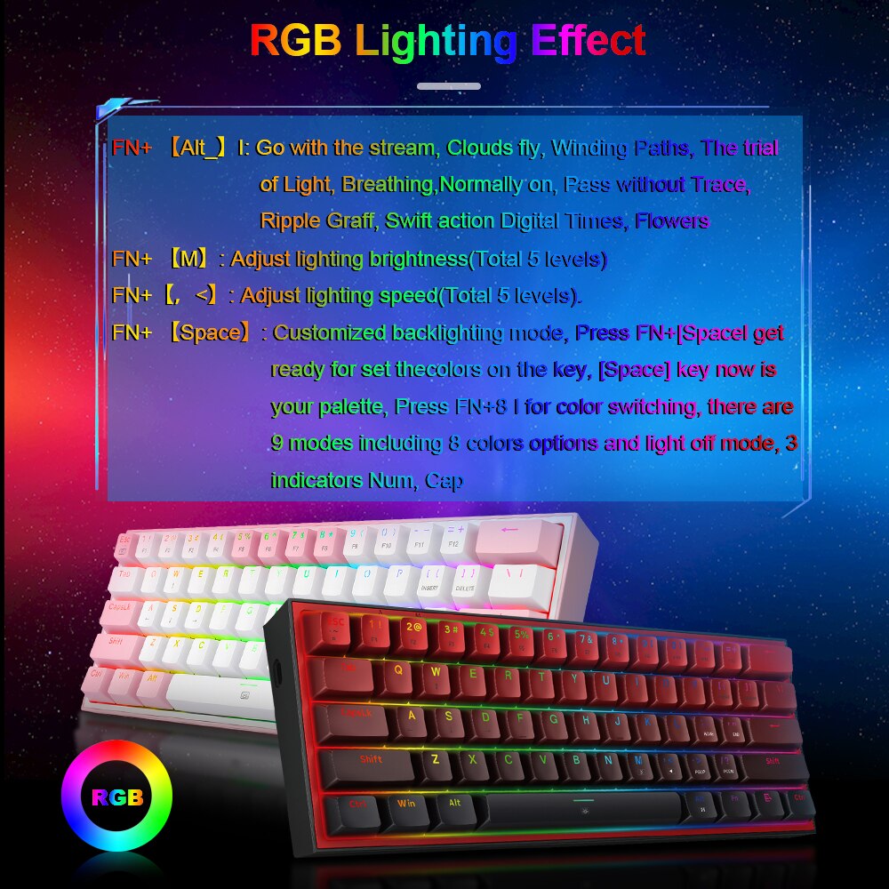 Mechanische Mini-Gaming-Tastatur mit Kabel (QWERTZ-Layout)