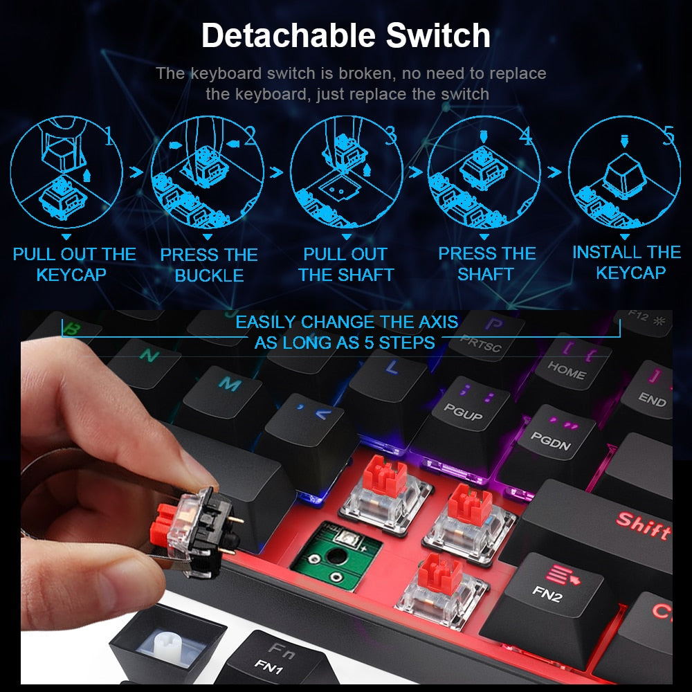 Mini Mechanical Gaming Wired Keyboard (QWERTY Layout)