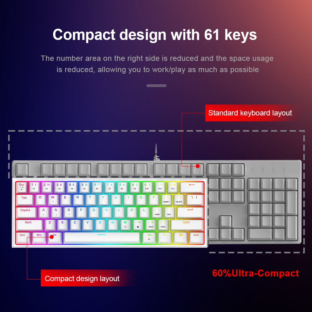 Mechanische Mini-Gaming-Tastatur mit Kabel (QWERTZ-Layout)